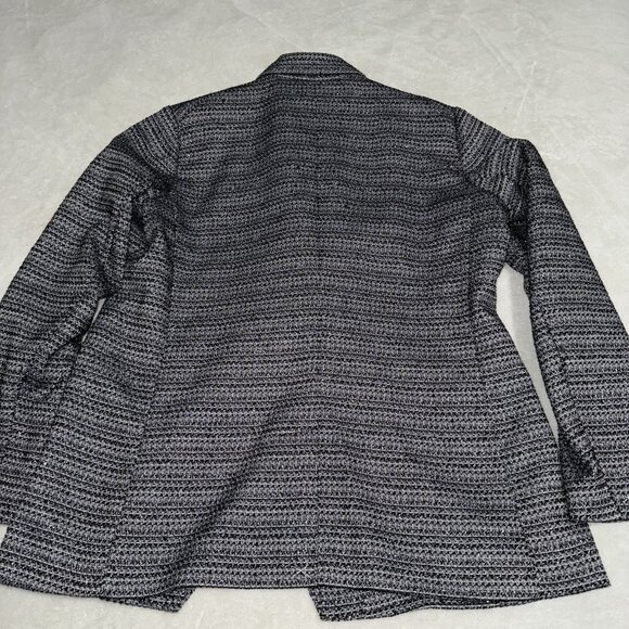 EXPRESS BLACK WHITE TEXTURED METALLIC DOUBLE BREASTED BUTTON BLAZER SIZE LARGE - Picture 7 of 8